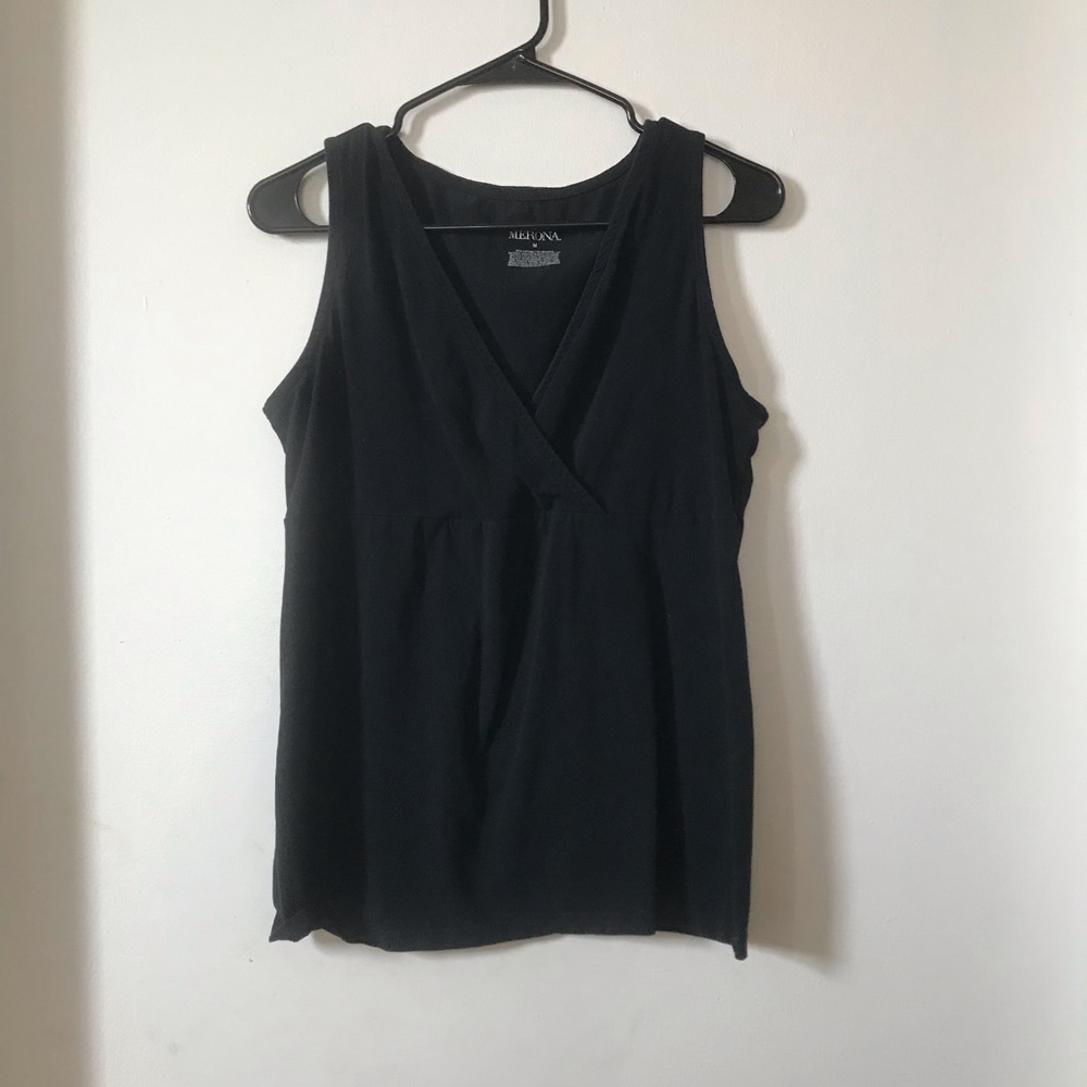 Merona Black Sleeveless Blouse V-Neck Tank Top